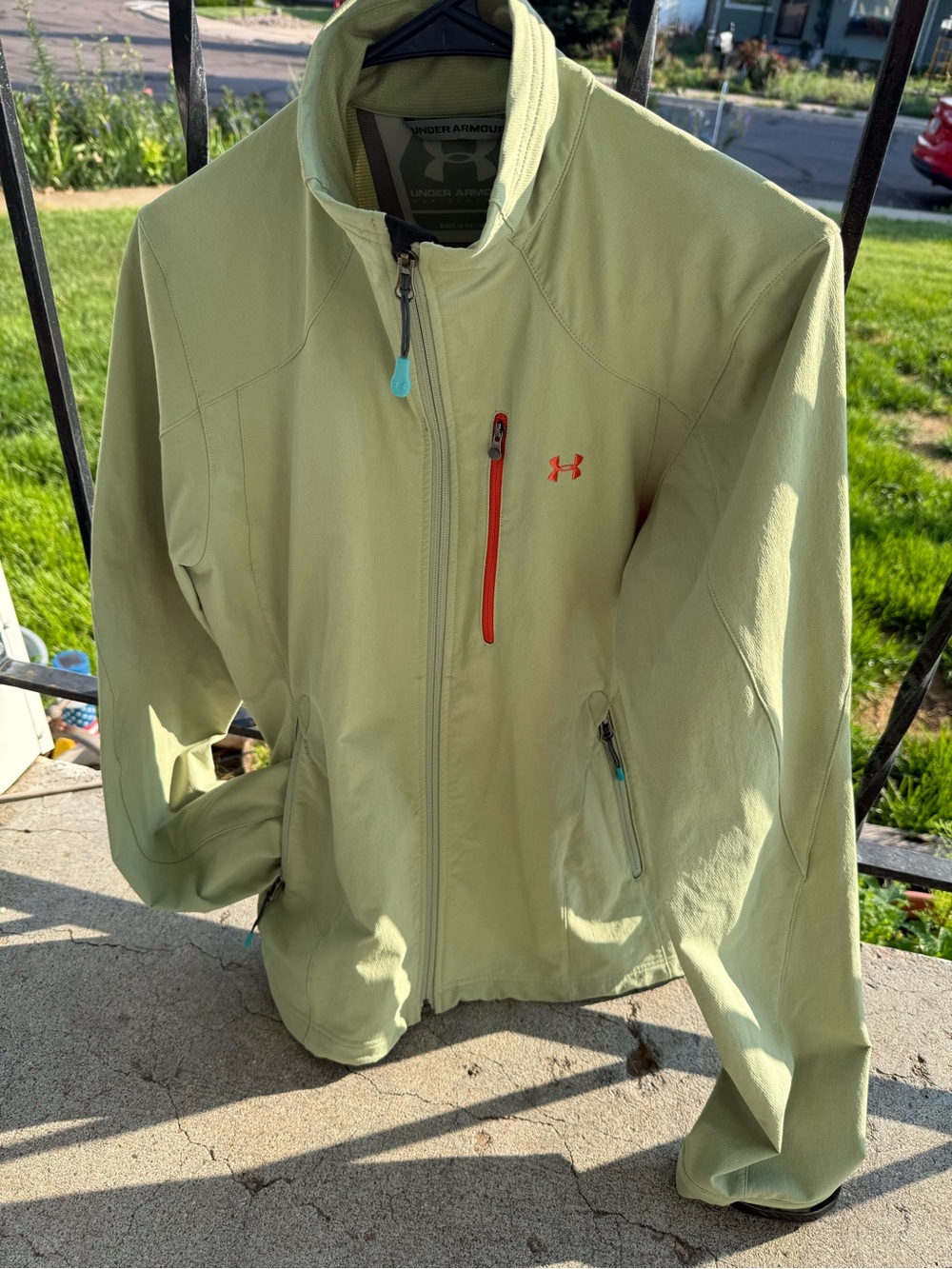 Under Armour Green Softshell Jacket with Coral Accent